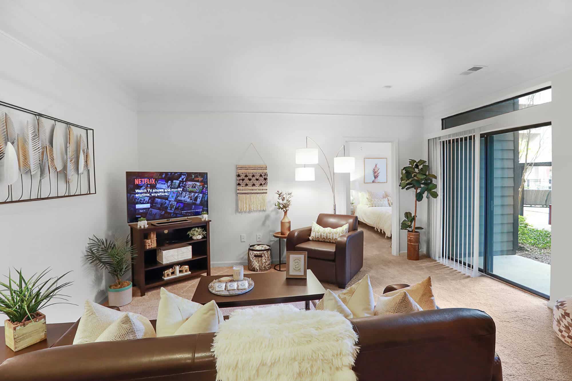 greene crossing off campus apartments near the university of south carolina fully furnished living room private patio