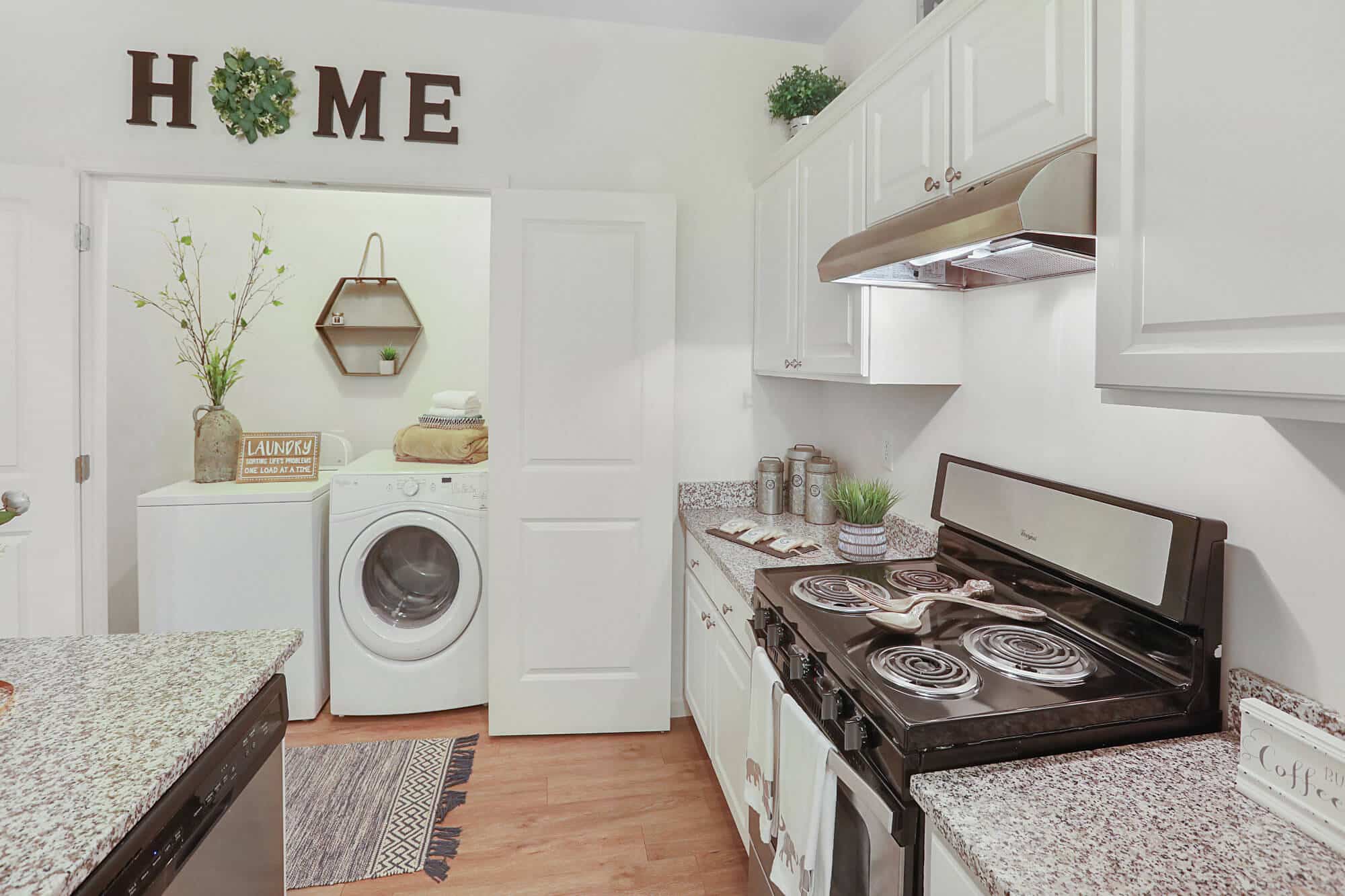 greene crossing off campus apartments near the university of south carolina kitchen laundry room in unit washer and dryer